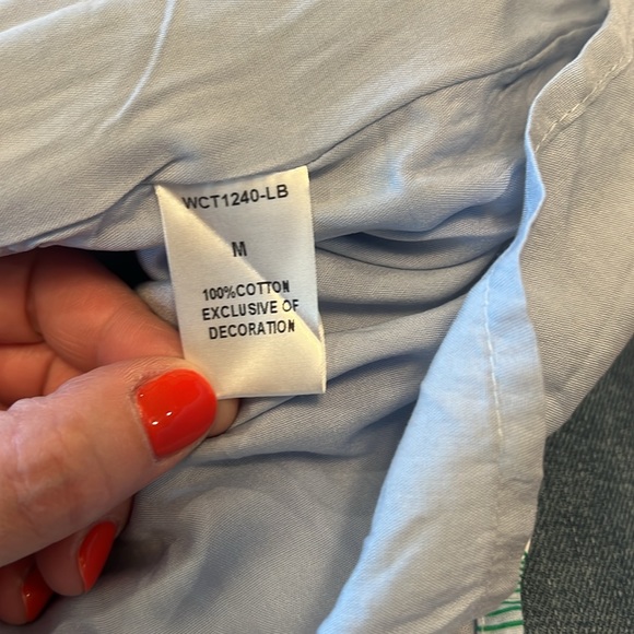 NWT THML Check Smocked Midi Dress size medium lt blue and green - Picture 14 of 15